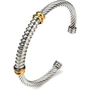 ⭐Women Steel Twisted Bangle Bracelet Inspired Stainless Steel Elastic Elegant